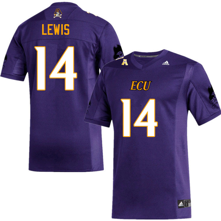 Men #14 Troy Lewis ECU Pirates College Football Jerseys Sale-Purple